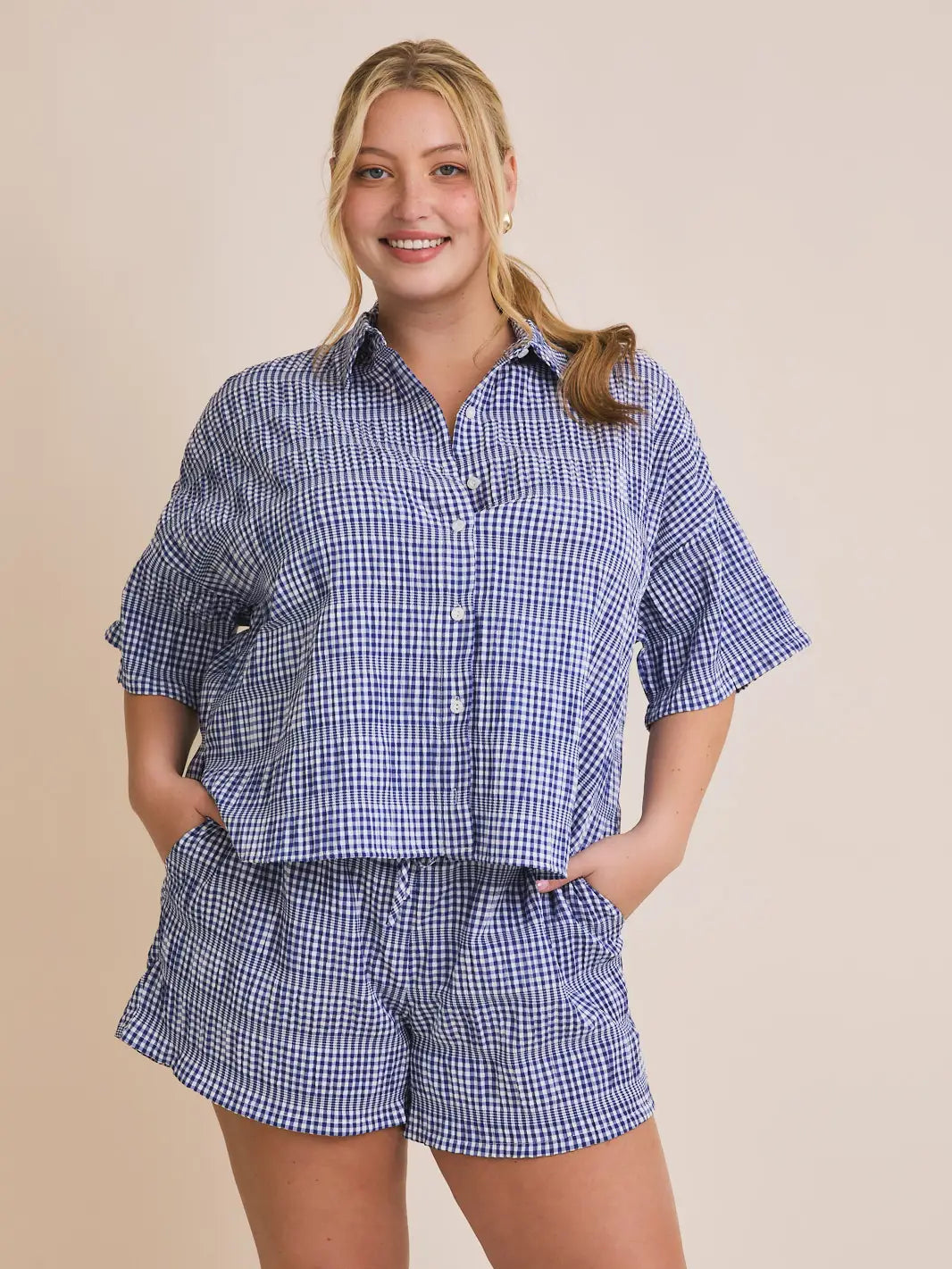 Button Down Gingham Set