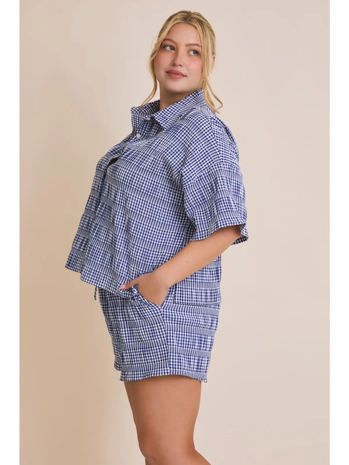 Button Down Gingham Set