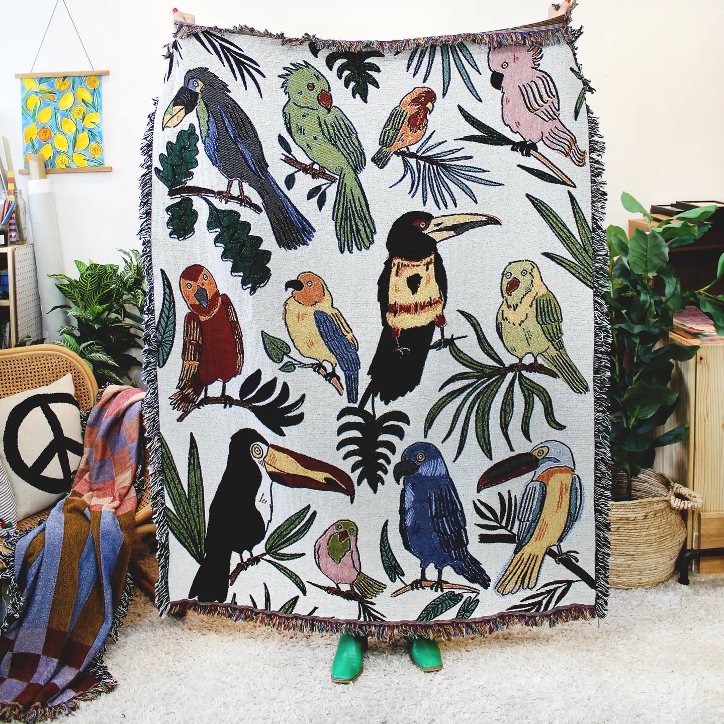 Birdies of Paradise Tapestry Blanket