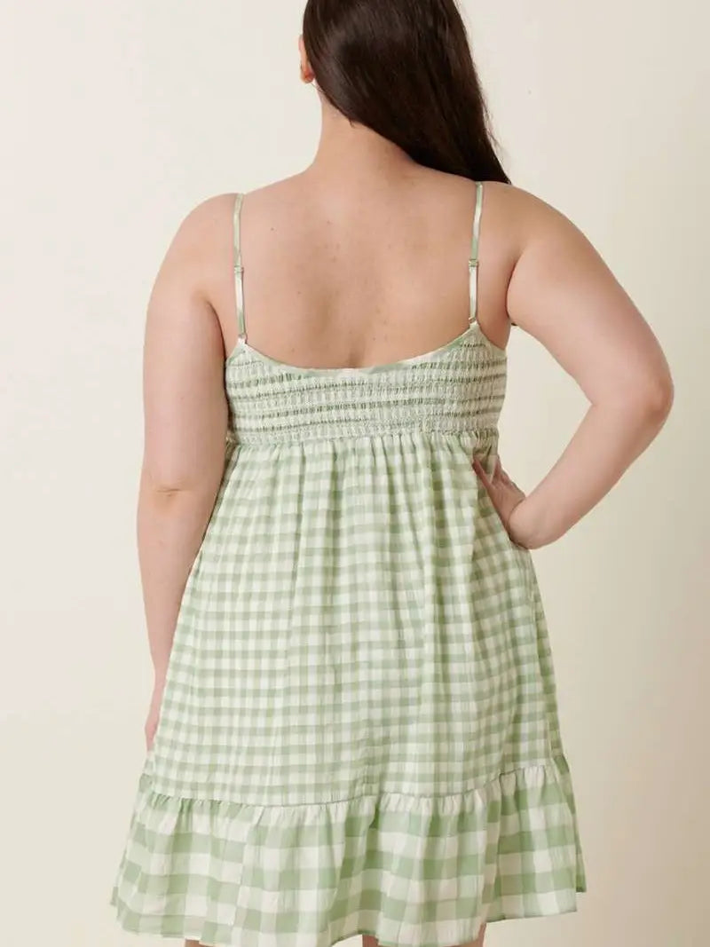 Gingham Deco Smock Mini Dress