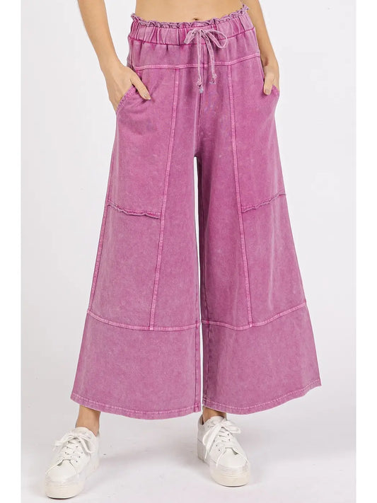 Mineral Wash Seam Wide Pants