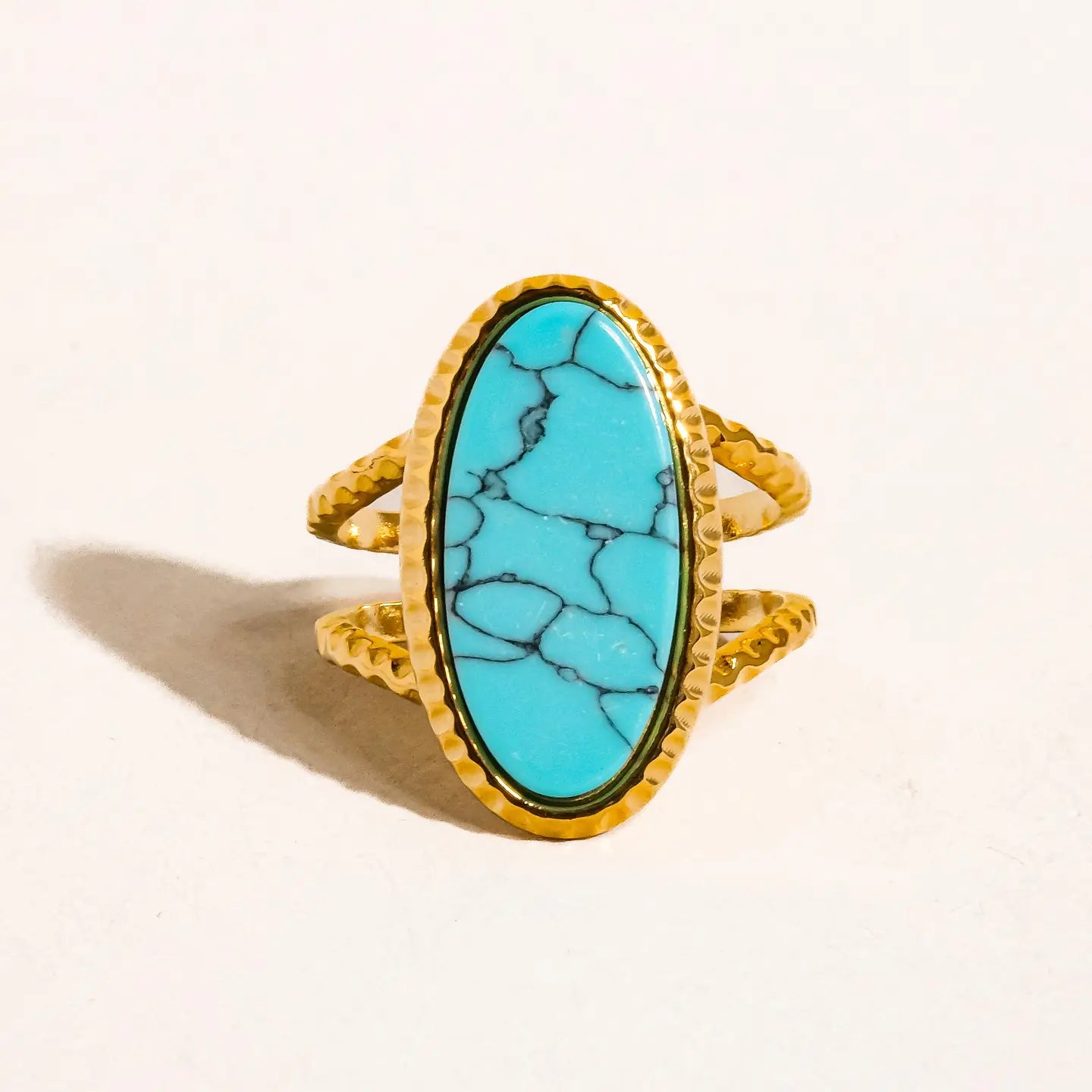 18K Gold Non-Tarnish Natural Stone Ring