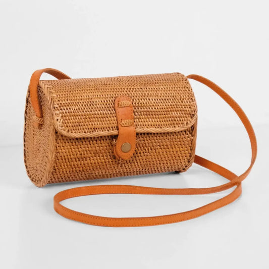 Rattan Bag Purse Wallet Clutch (Brown) - Bali Straw Wicker
