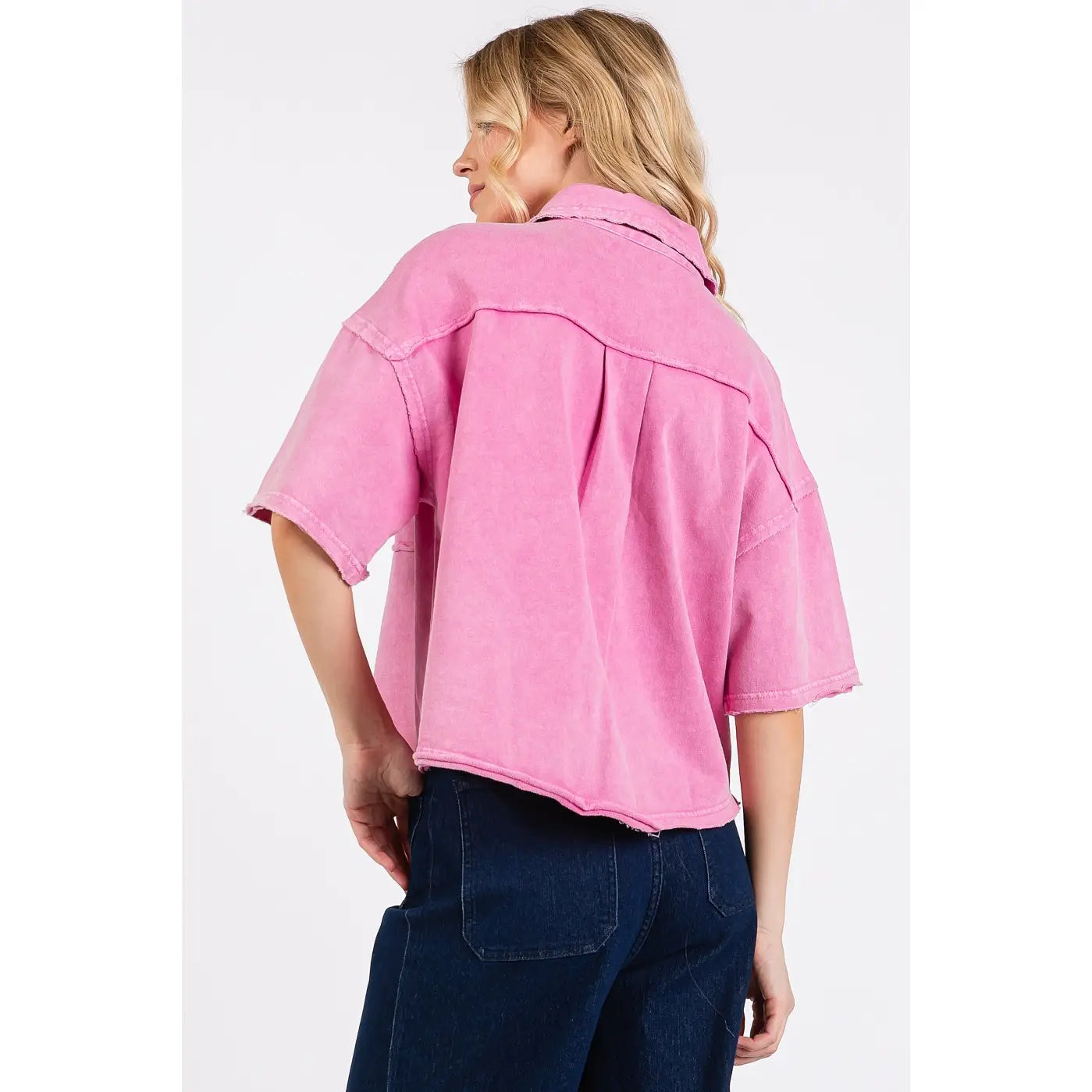 Mineral Wash Boxy Short Sleeve Button Down Shirt