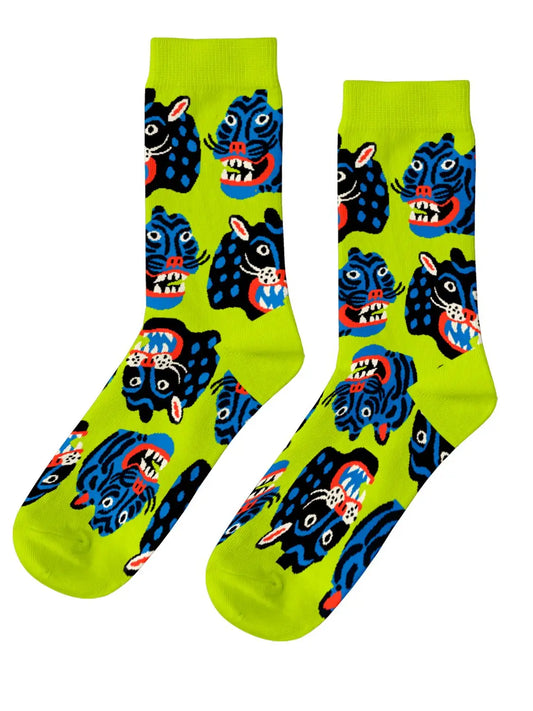 Green Wild Cats Socks-Women