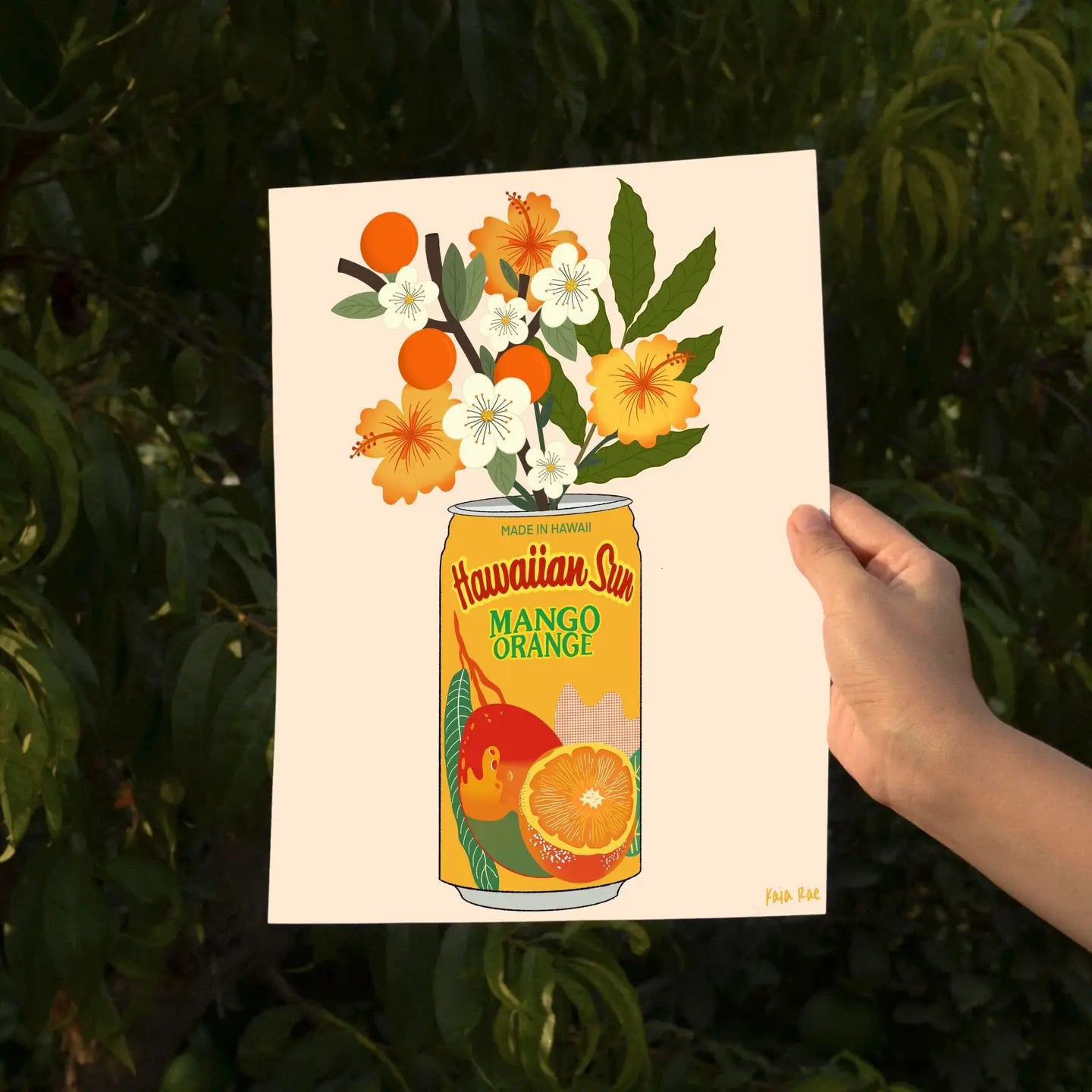 Hawaiian Sun Print-Mango Orange