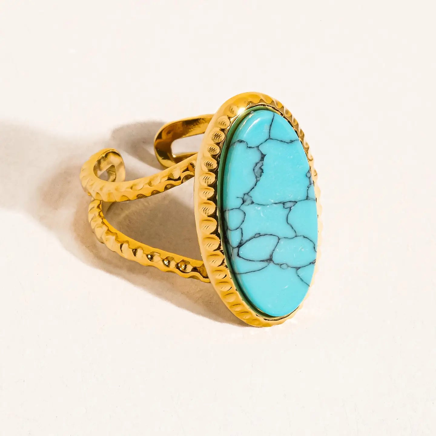 18K Gold Non-Tarnish Natural Stone Ring