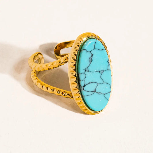 18K Gold Non-Tarnish Natural Stone Ring